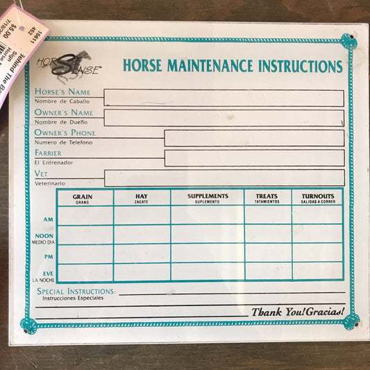 Horse Maintenance Stall Card