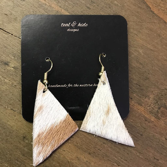 Triangle cowhide earrings