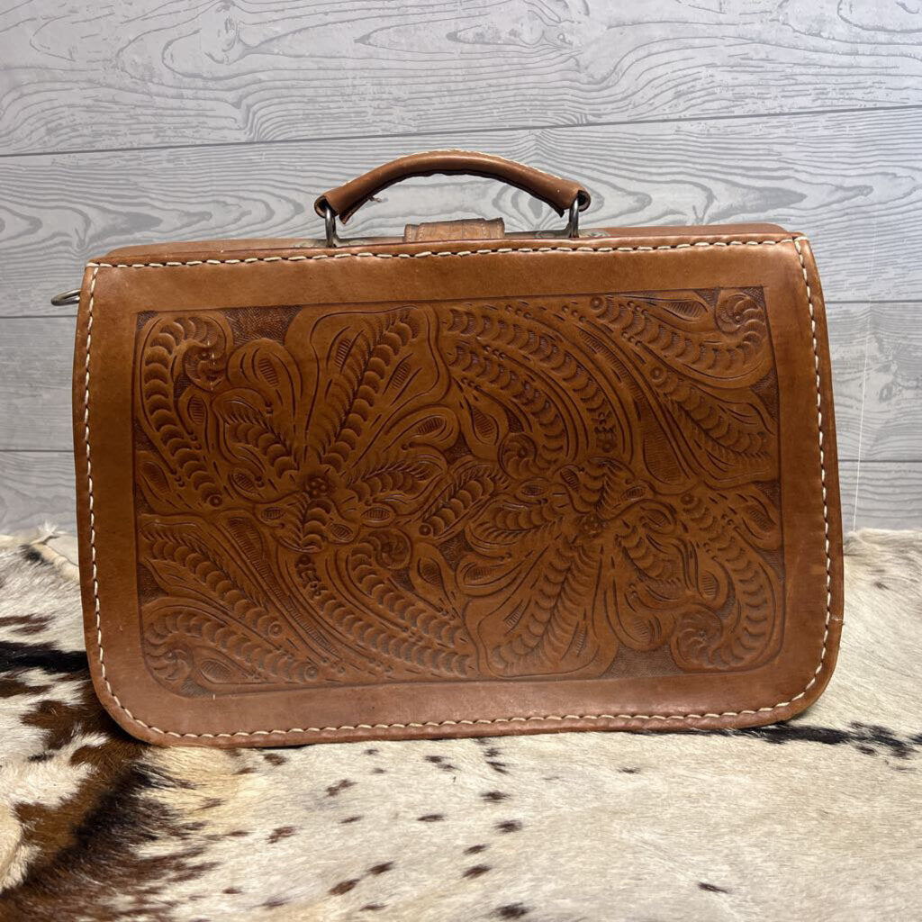 Laptop bag- with tooling and hide