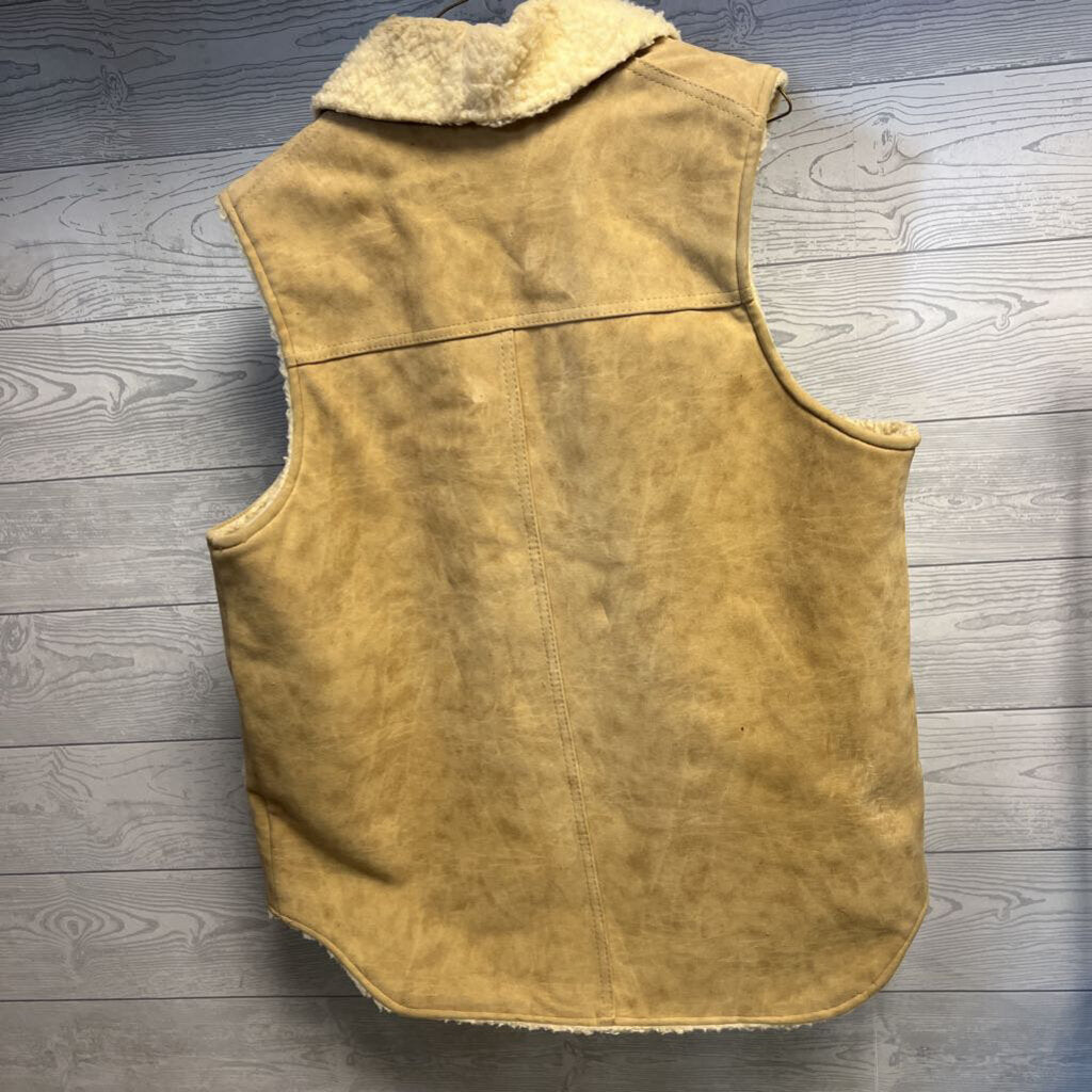 Fleece and leather vest- mens