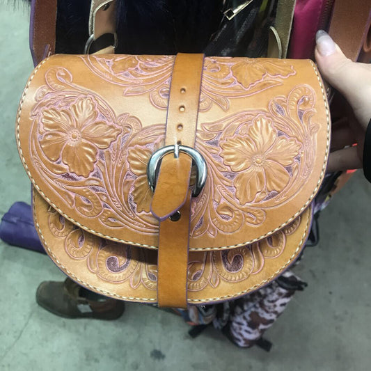 Purse- tooled with purple detail