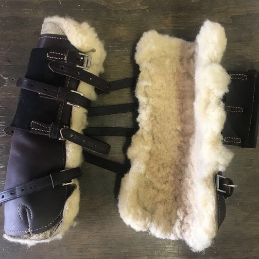 Open front leather and lambs wool