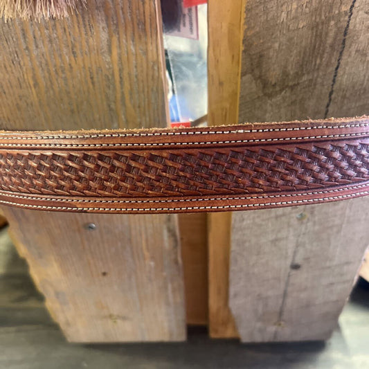 Leather belt- Basket weve
